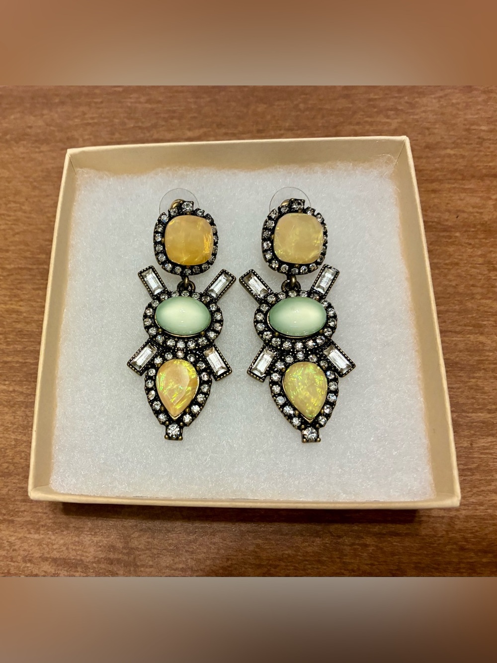 BaubleBar Yellow and Mint Opalescent Drop Earrings